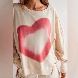 free people we the free graphic camden sweatshirt M heart print oversized